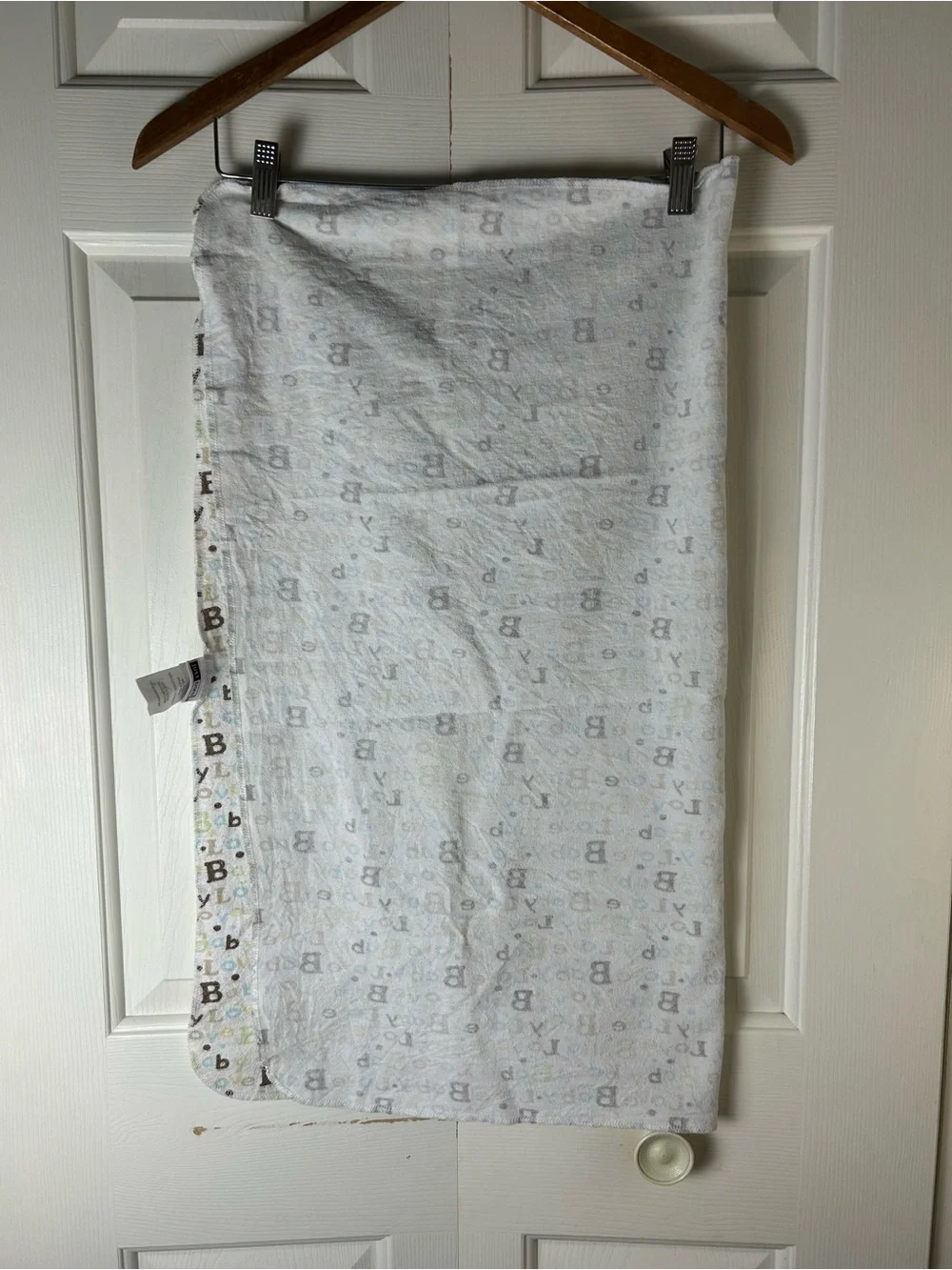 Just Born Baby Love Receiving Blanket Brown Polka Dots Flannel White Blue Green